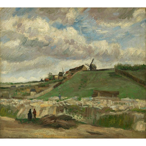 The hill of Montmartre with stone quarry White Modern Wood Framed Art Print by van Gogh, Vincent