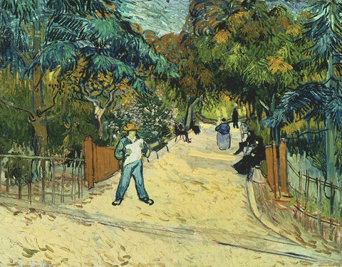 Entrance to the Public Gardens in Arle White Modern Wood Framed Art Print with Double Matting by van Gogh, Vincent