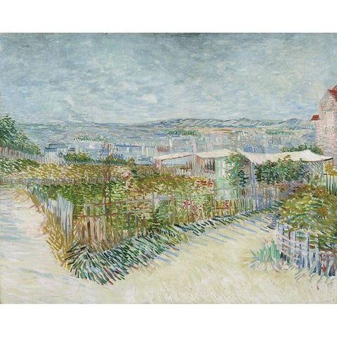 Montmartre, behind the Moulin de la Galette Gold Ornate Wood Framed Art Print with Double Matting by van Gogh, Vincent