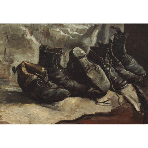 Three pairs of shoes Gold Ornate Wood Framed Art Print with Double Matting by van Gogh, Vincent