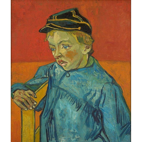 The Schoolboy Black Modern Wood Framed Art Print with Double Matting by van Gogh, Vincent