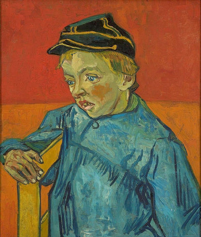 The Schoolboy Black Ornate Wood Framed Art Print with Double Matting by van Gogh, Vincent