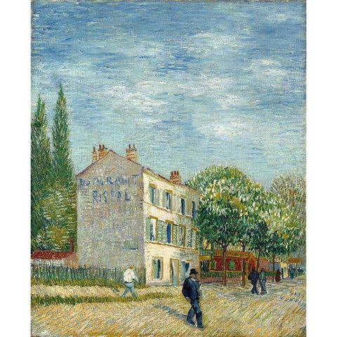 The restaurant Rispal in Asnieres Black Modern Wood Framed Art Print with Double Matting by van Gogh, Vincent