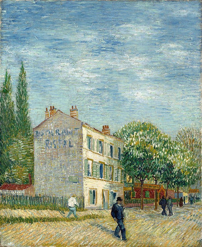 The restaurant Rispal in Asnieres White Modern Wood Framed Art Print with Double Matting by van Gogh, Vincent