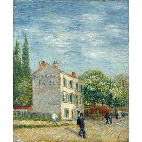 The restaurant Rispal in Asnieres Black Modern Wood Framed Art Print by van Gogh, Vincent