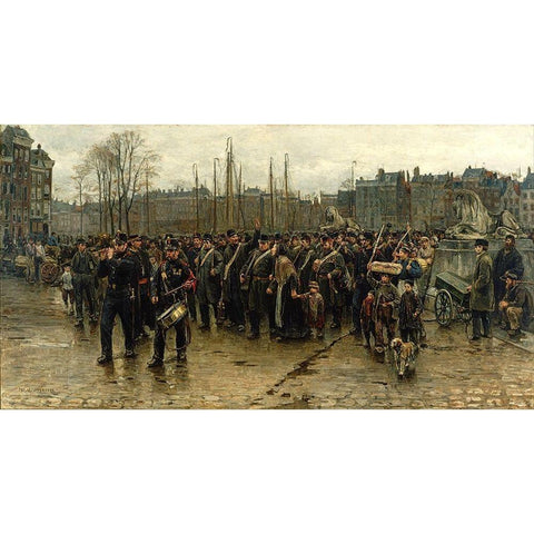 Transport of colonial soldiers White Modern Wood Framed Art Print by Israels, Isaac