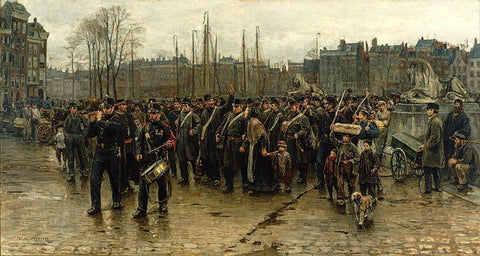 Transport of colonial soldiers White Modern Wood Framed Art Print with Double Matting by Israels, Isaac