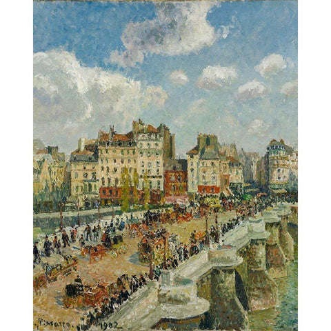 The Pont-Neuf Gold Ornate Wood Framed Art Print with Double Matting by Pissarro, Camille