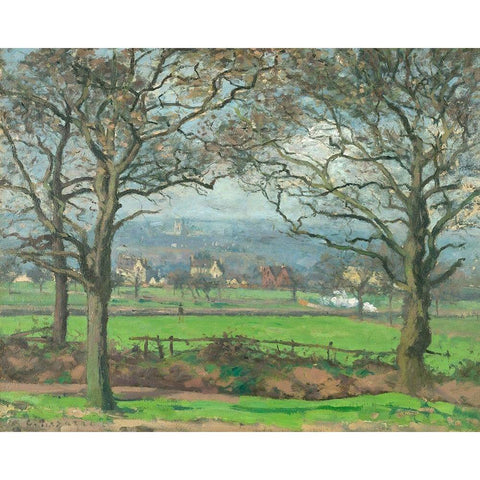 Near Sydenham Hill Gold Ornate Wood Framed Art Print with Double Matting by Pissarro, Camille