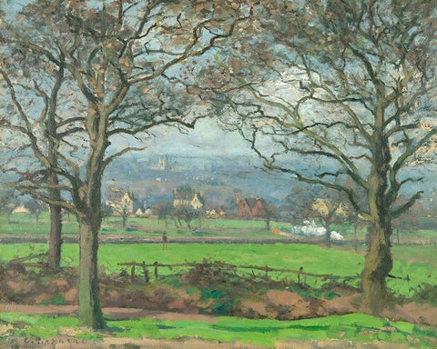 Near Sydenham Hill Black Ornate Wood Framed Art Print with Double Matting by Pissarro, Camille