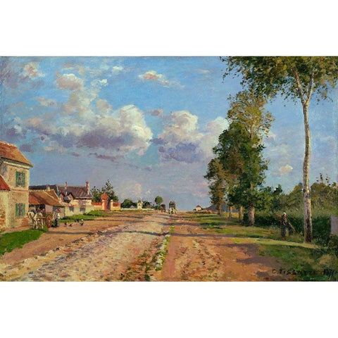 Route de Versailles, Rocquencourt Gold Ornate Wood Framed Art Print with Double Matting by Pissarro, Camille