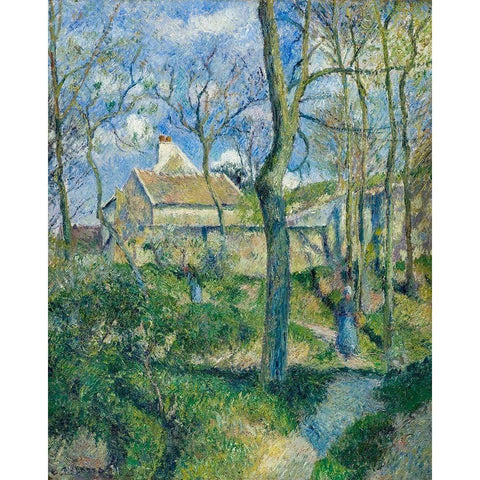 The Path to Les Pouilleux, Pontoise White Modern Wood Framed Art Print by Pissarro, Camille