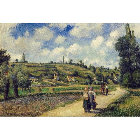 Landscape near Pontoise, the Auvers Road, 1881 Gold Ornate Wood Framed Art Print with Double Matting by Pissarro, Camille