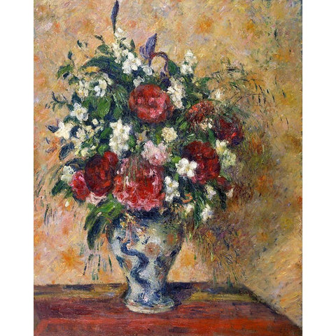 Still life with peonies and mock orange Gold Ornate Wood Framed Art Print with Double Matting by Pissarro, Camille