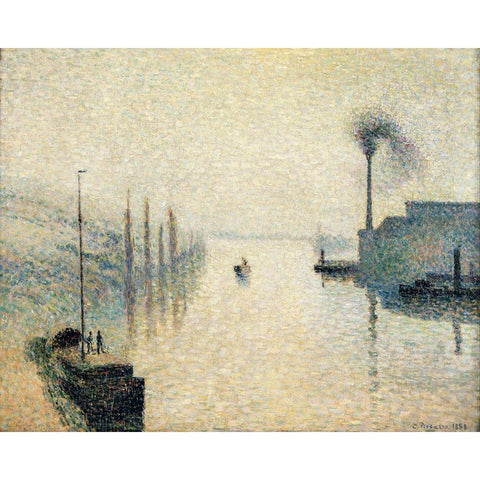 The Effect of Fog Black Modern Wood Framed Art Print with Double Matting by Pissarro, Camille