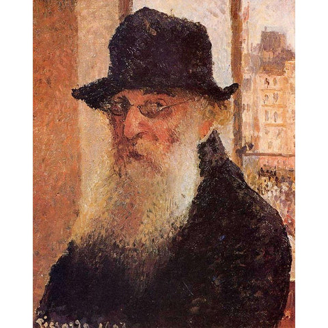 Self-portrait Black Modern Wood Framed Art Print by Pissarro, Camille