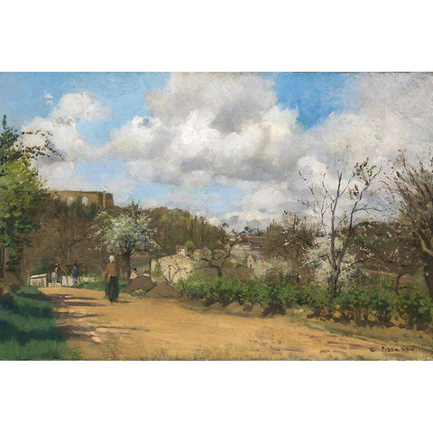 View from Louveciennes White Modern Wood Framed Art Print by Pissarro, Camille