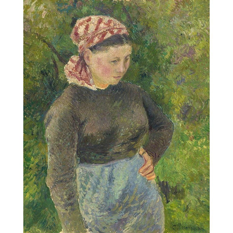 Peasant woman Gold Ornate Wood Framed Art Print with Double Matting by Pissarro, Camille