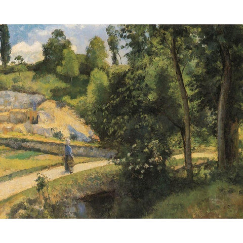 The Quarry, Pontoise Gold Ornate Wood Framed Art Print with Double Matting by Pissarro, Camille