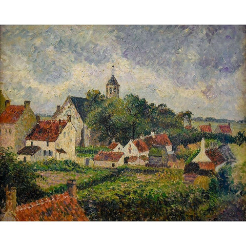 The village of Knokke Gold Ornate Wood Framed Art Print with Double Matting by Pissarro, Camille