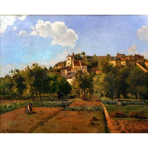 Pontoise White Modern Wood Framed Art Print by Pissarro, Camille