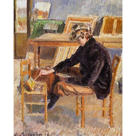Paul-Emile Pissarro Gold Ornate Wood Framed Art Print with Double Matting by Pissarro, Camille