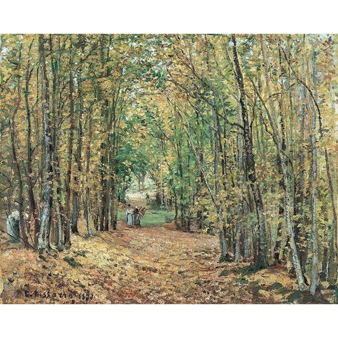 Avenue in the Parc de Marly Gold Ornate Wood Framed Art Print with Double Matting by Pissarro, Camille