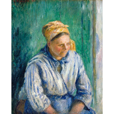 Washerwoman, Study White Modern Wood Framed Art Print by Pissarro, Camille