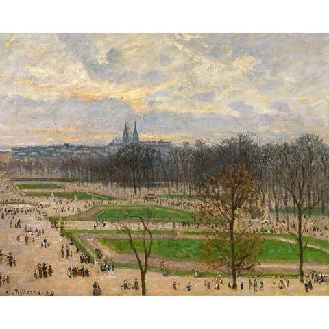 The Garden of the Tuileries on a Winter Afternoon White Modern Wood Framed Art Print by Pissarro, Camille