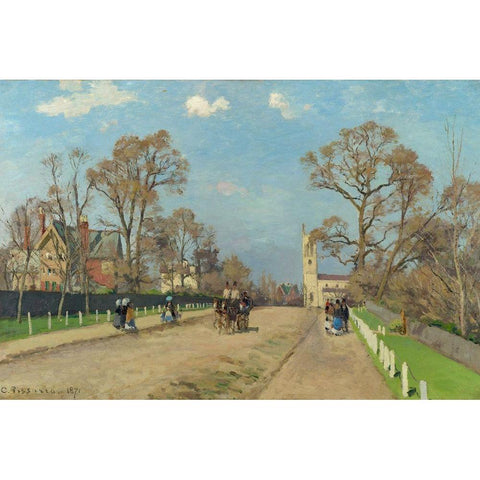 The Avenue, Sydenham White Modern Wood Framed Art Print by Pissarro, Camille