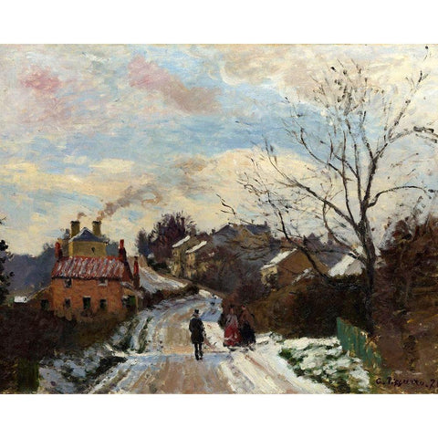 Fox Hill, Upper Norwood Gold Ornate Wood Framed Art Print with Double Matting by Pissarro, Camille