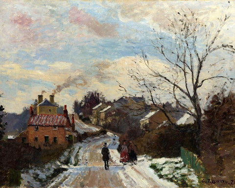 Fox Hill, Upper Norwood Black Ornate Wood Framed Art Print with Double Matting by Pissarro, Camille