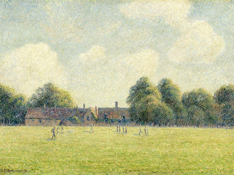 Hampton Court Green White Modern Wood Framed Art Print with Double Matting by Pissarro, Camille