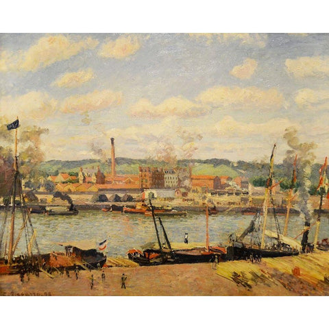 View on the cotton mill of Oiseel near Rouen Black Modern Wood Framed Art Print with Double Matting by Pissarro, Camille