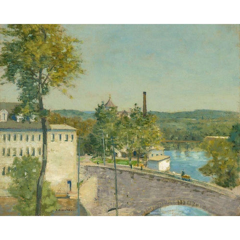 U.S. Thread Company Mills-Willimantic-Connecticut Gold Ornate Wood Framed Art Print with Double Matting by Weir, J Alden