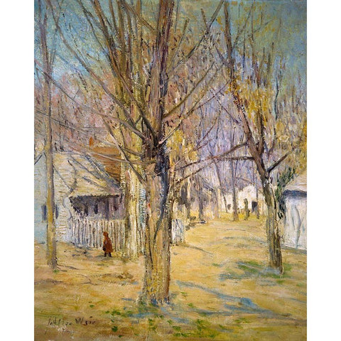 Connecticut Village-Going to School White Modern Wood Framed Art Print by Weir, J Alden