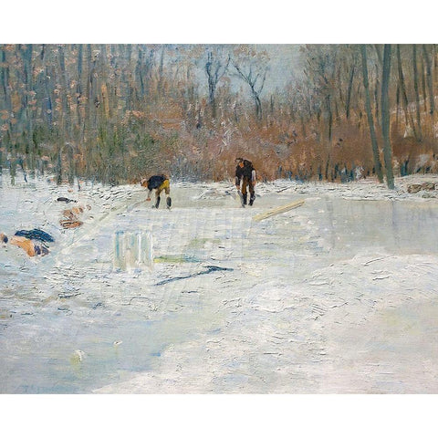 The Ice Cutters Black Modern Wood Framed Art Print with Double Matting by Weir, J Alden