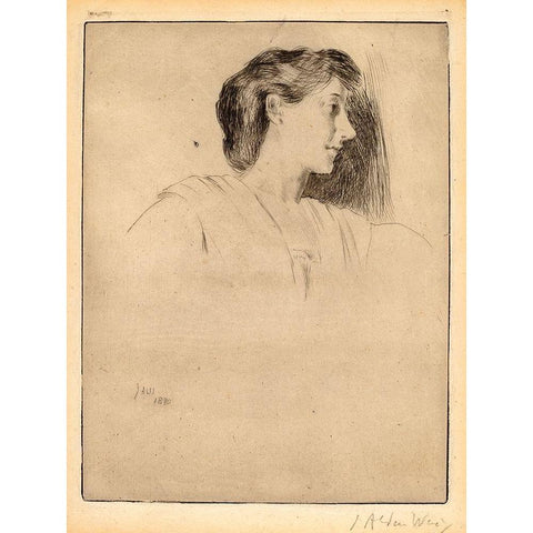 Profile Head of a Woman Black Modern Wood Framed Art Print with Double Matting by Weir, J Alden