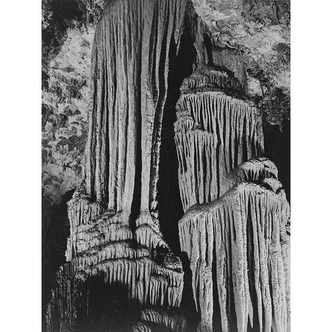 Rock formations in the Kings Chamber. Carlsbad Caverns National Park New Mexico White Modern Wood Framed Art Print by Adams, Ansel