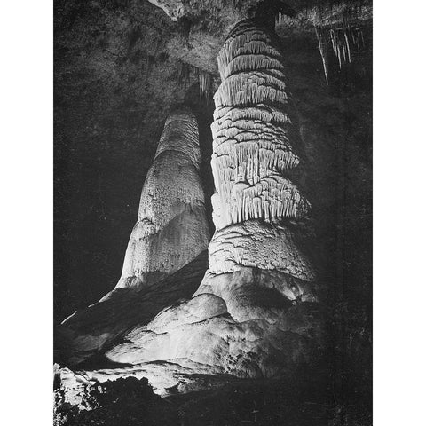 Hall of Giants-Big Room-Carlsbad Caverns National Park-New Mexico White Modern Wood Framed Art Print by Adams, Ansel