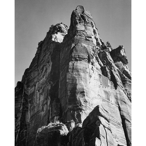 Rock formation-Zion National Park-Utah Black Modern Wood Framed Art Print with Double Matting by Adams, Ansel