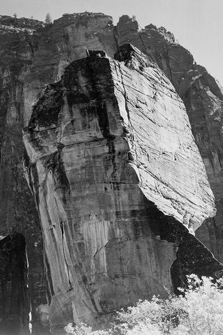 Rock formation-Light Sky Zion National Park-Utah Black Ornate Wood Framed Art Print with Double Matting by Adams, Ansel