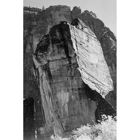 Rock formation-Light Sky Zion National Park-Utah White Modern Wood Framed Art Print by Adams, Ansel