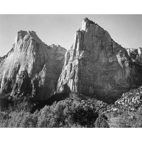 Court of the Patriarchs-Zion National Park-Utah Black Modern Wood Framed Art Print with Double Matting by Adams, Ansel