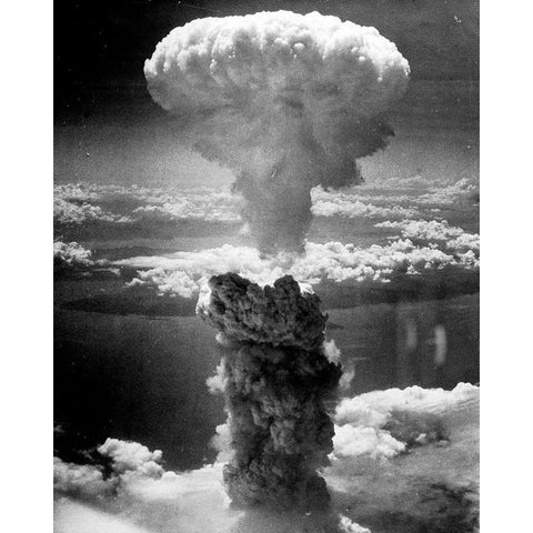 The atomic cloud over Nagasaki Black Modern Wood Framed Art Print with Double Matting by Levy, Charles