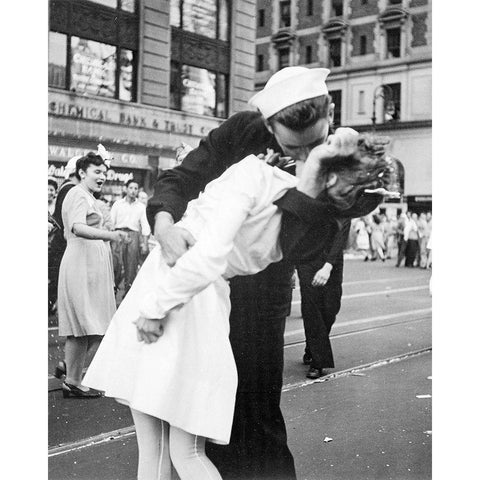 New York City celebrating the surrender of Japan Black Modern Wood Framed Art Print by Jorgensen, Victor