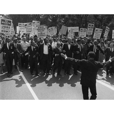 Civil Rights March on Washington-D.C. 1963 Gold Ornate Wood Framed Art Print with Double Matting by U.S. Archives