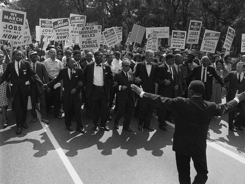 Civil Rights March on Washington-D.C. 1963 Black Ornate Wood Framed Art Print with Double Matting by U.S. Archives