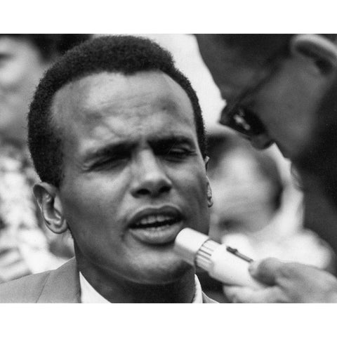 Harry BelafonteÂ at the Civil Rights March in Washington-D.C 1963 White Modern Wood Framed Art Print by U.S. Archives