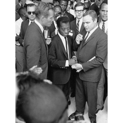 Heston Baldwin Brando Civil Rights March 1963 Black Modern Wood Framed Art Print with Double Matting by U.S. Archives